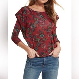Free People Red Floral Top